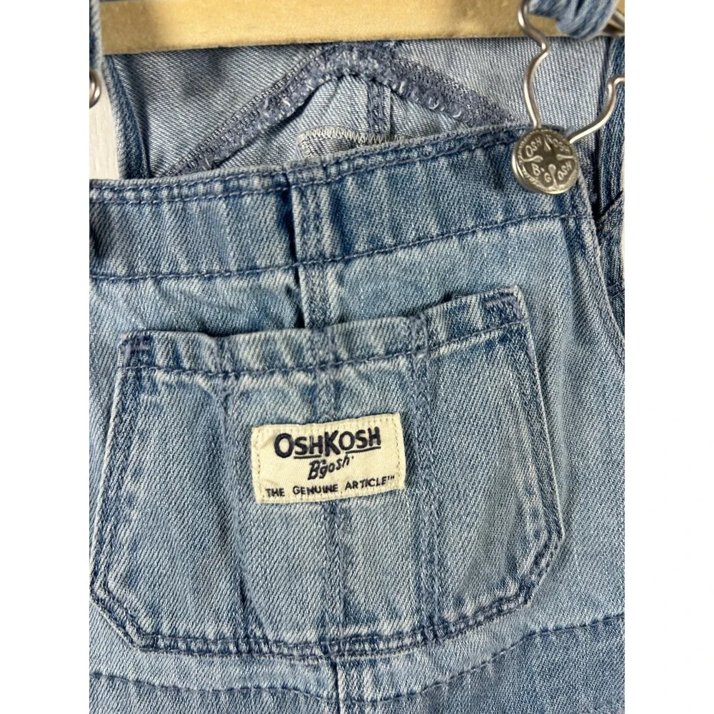 OshKosh B'gosh Overall Dress 2T‎ Blue Denim Floral Tiered Ruffle Girls